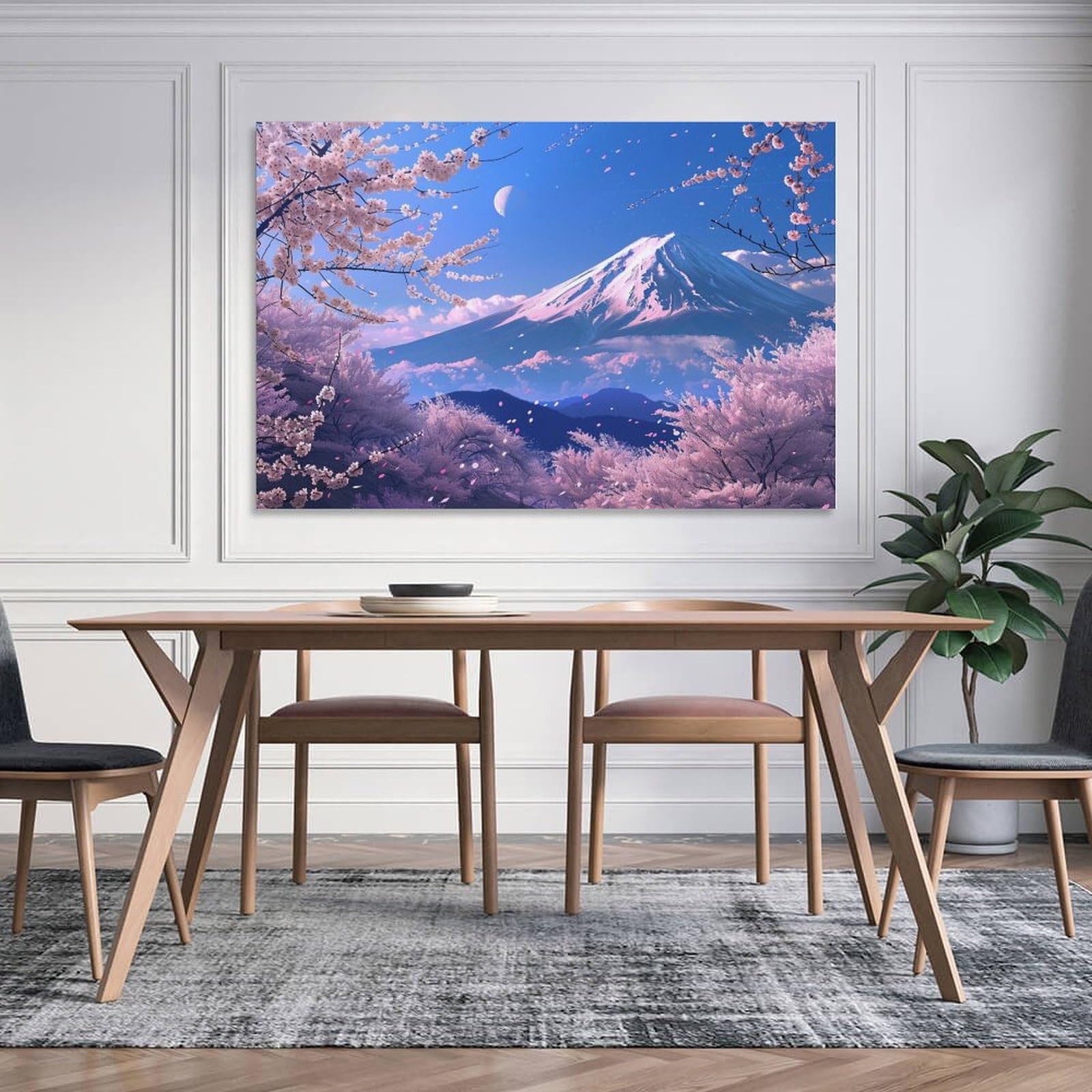 Amazon.co.jp: 絵画 富士山の下に咲く桜の美しい景色 アートパネル